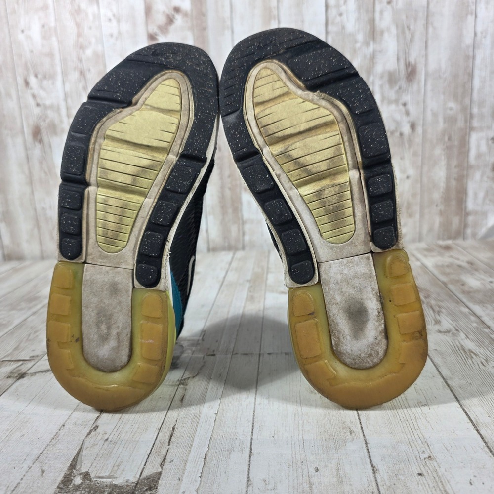 Nike Air Max 270‎ Kids Black Teal Volt Yellow Sneakers AO2372-026 Size 2Y - Picture 5 of 8